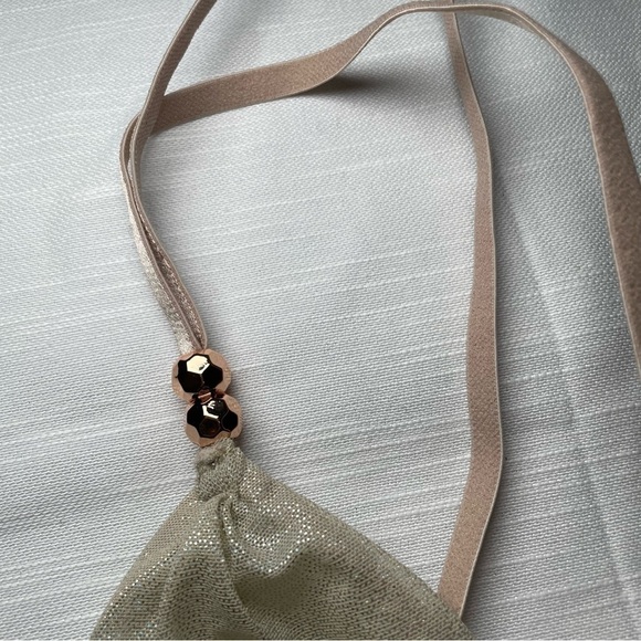 SAVAGE X FENTY Bralette Front Closure Mesh Sheer Metallic Pearl XS adjustable - Picture 7 of 8